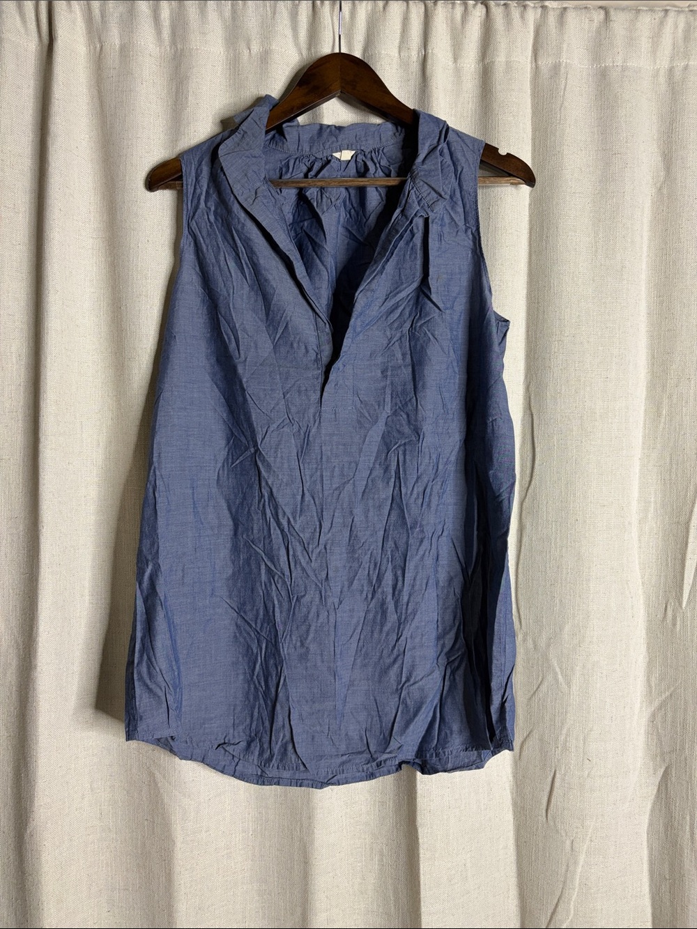 J. Crew Sleeveless V-Neck Chambray Blue Tank